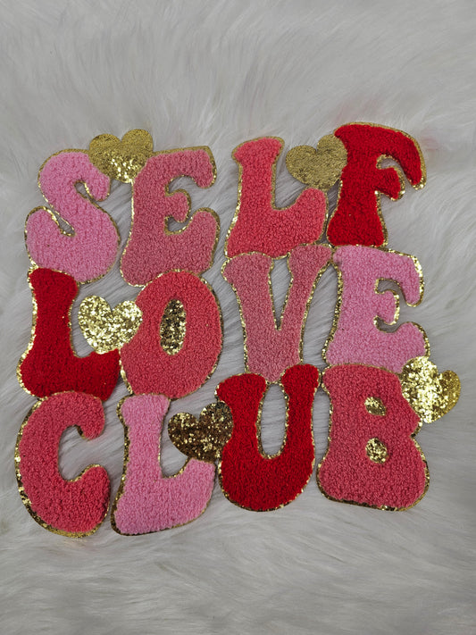 Self Love Cub Gold Glitter Chenille Iron-on Patch