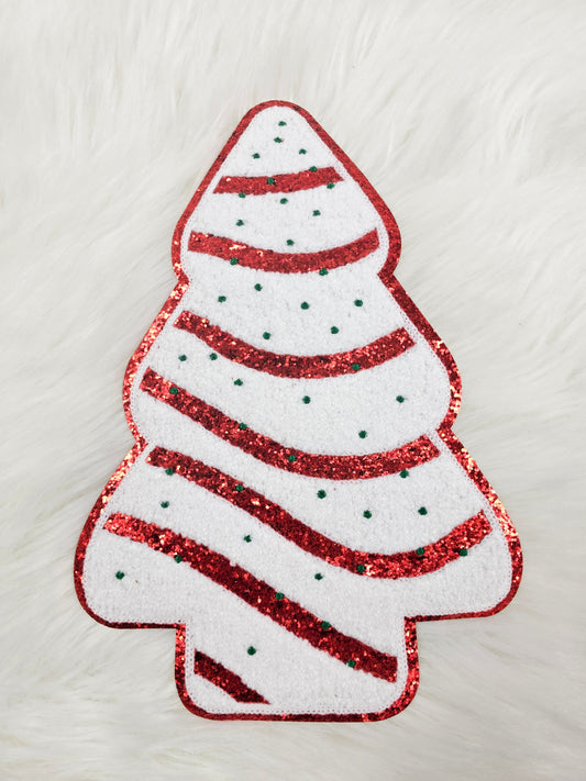 Large Christmas Tree Snack Chenille Iron-on Patch