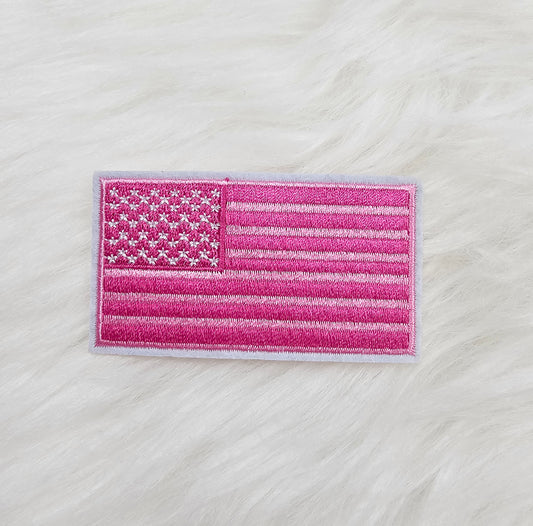 Pink USA American Flag Embroidery Iron-on Patch