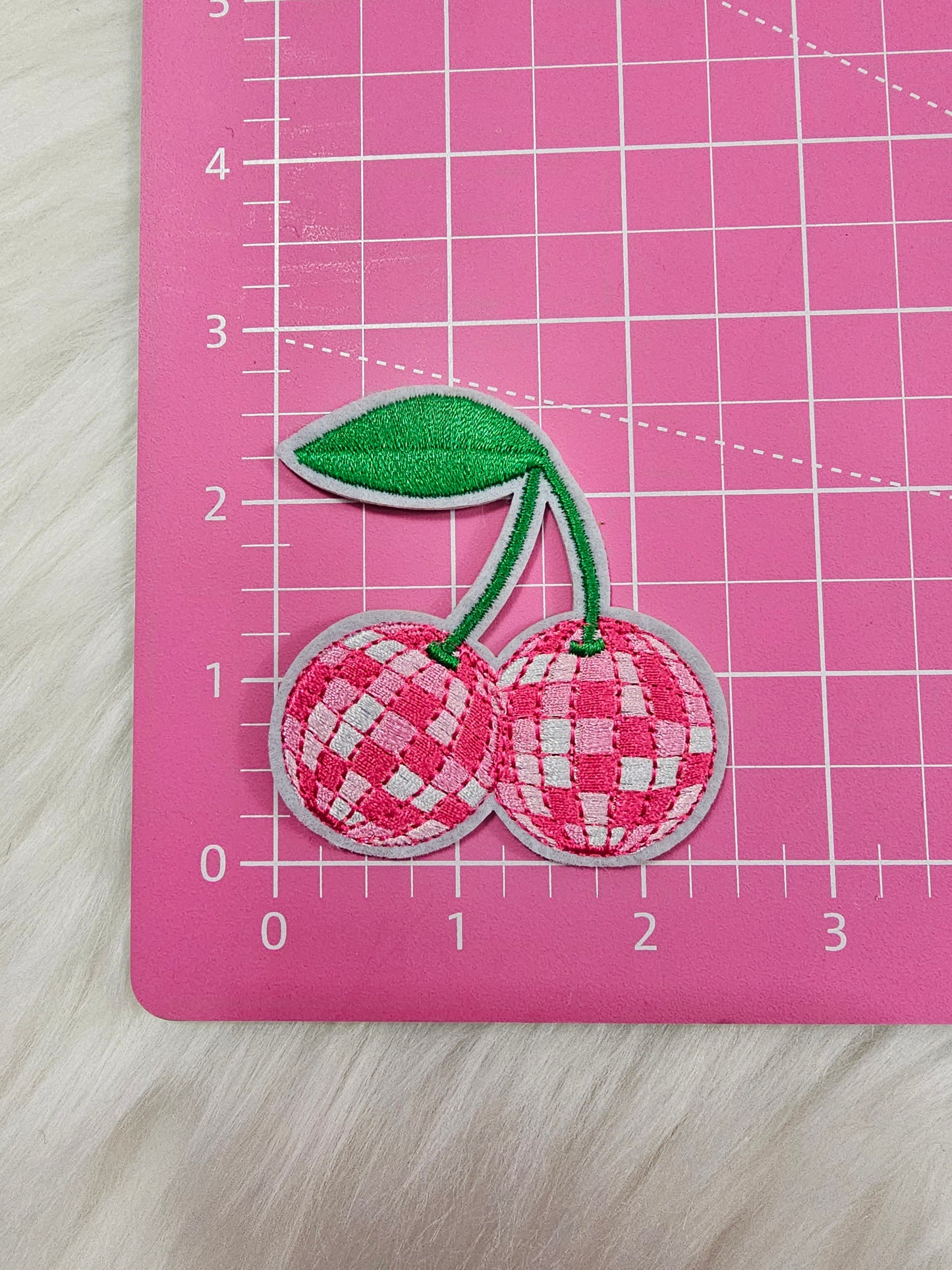 Cherry Disco Ball Embroidery Iron On Patch