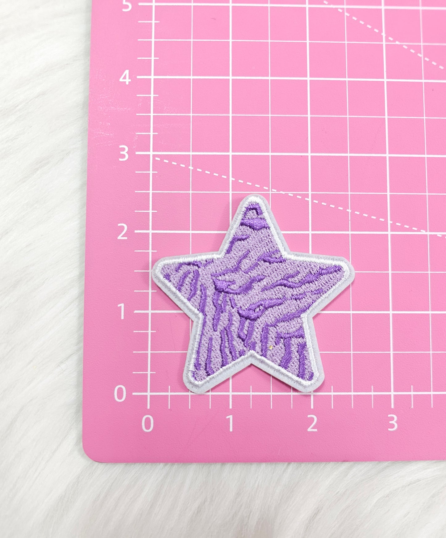 Purple Animal Tiger Stripe Star Embroidery Iron On Patch