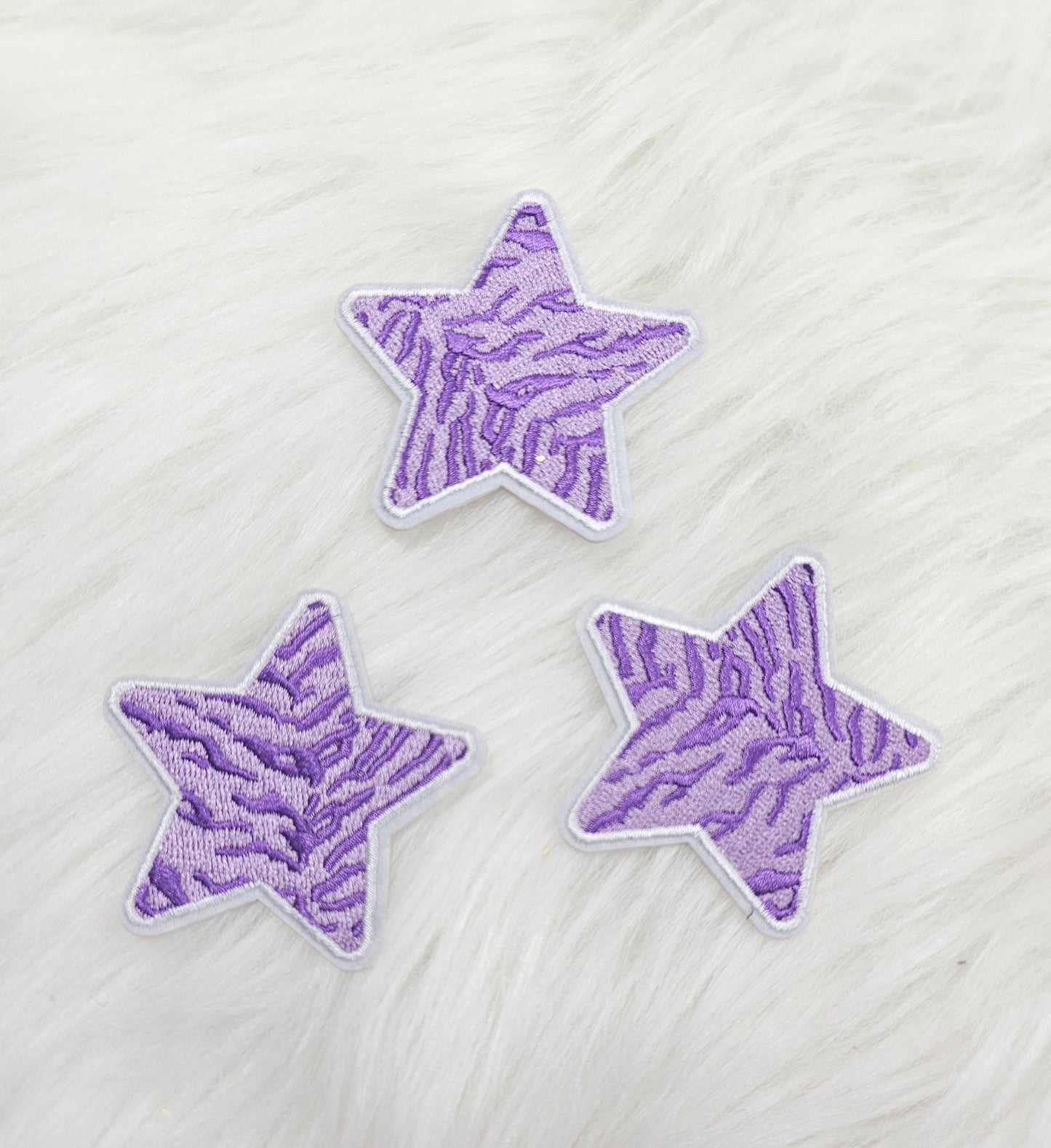 Purple Animal Tiger Stripe Star Embroidery Iron On Patch