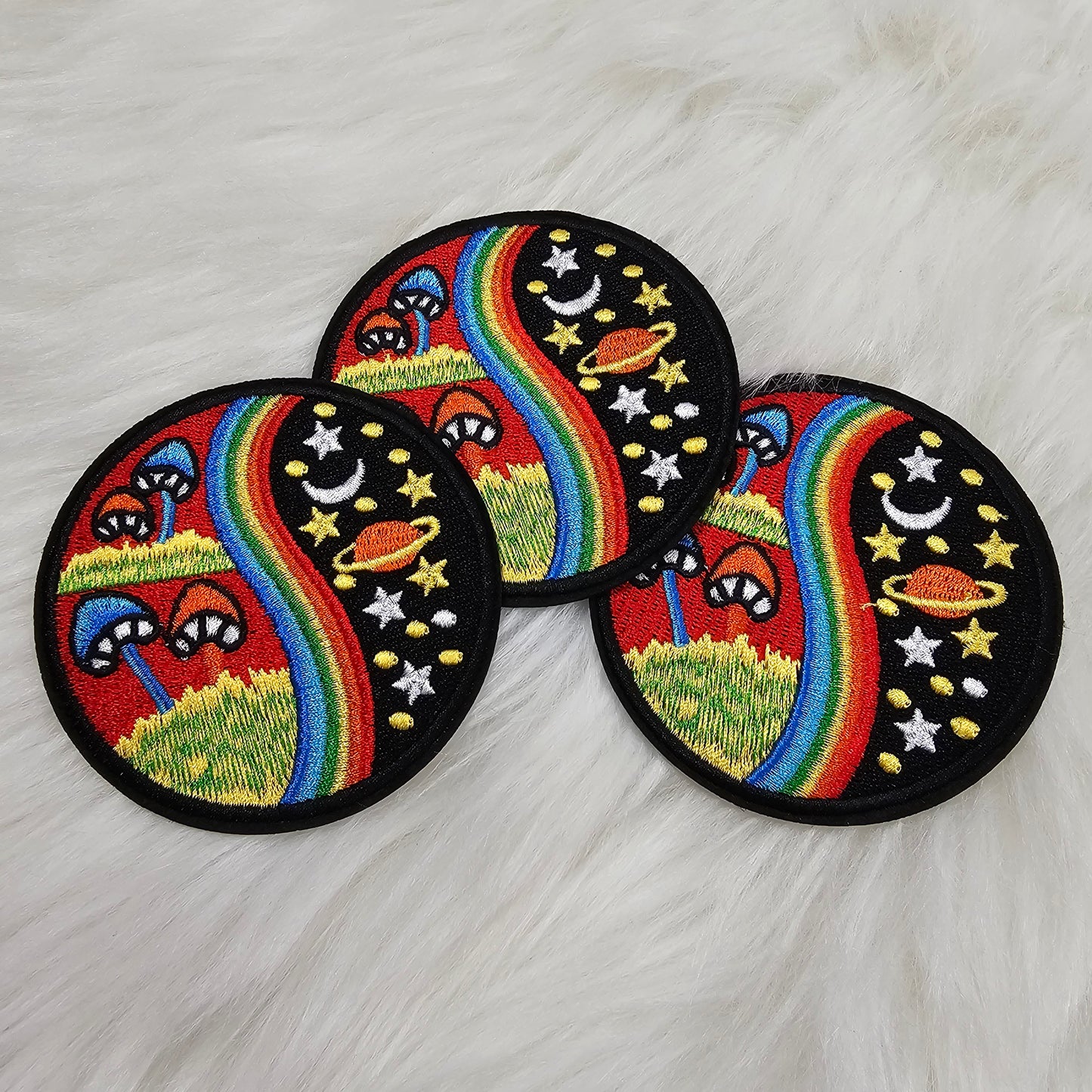 Mushroom Rainbow Galaxy Embroidery Iron On Patch