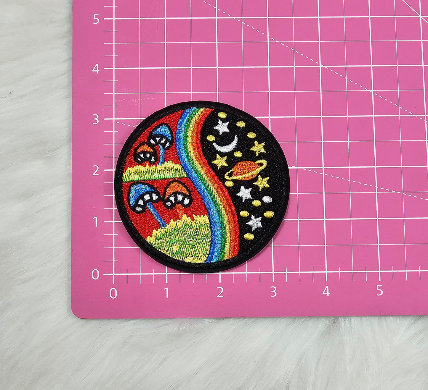 Mushroom Rainbow Galaxy Embroidery Iron On Patch