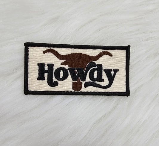 Howdy Longhorn Bull Woven Embroidery Iron On Patch
