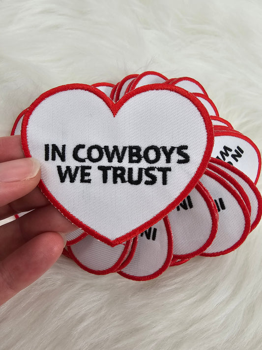In Cowboys We Trust Woven Embroidery Iron On Patch
