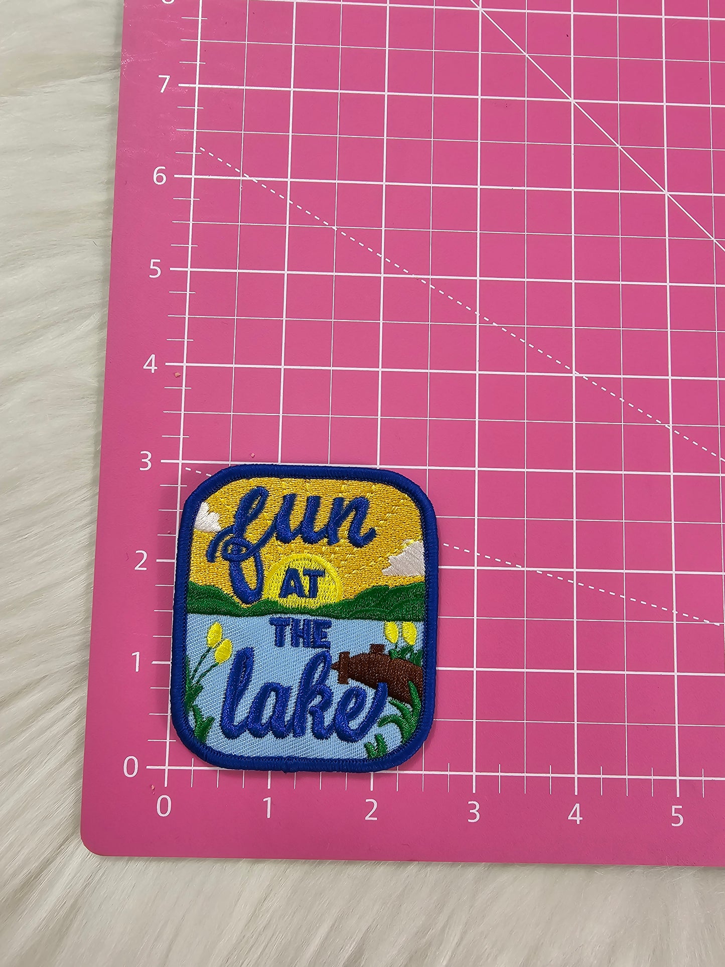 Fun at the Lake Scenic Embroidery Iron On Patch
