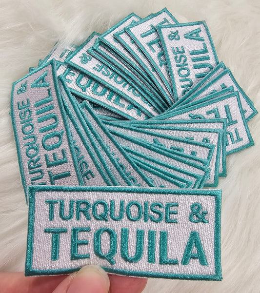 Turquoise & Tequila Embroidery Iron On Patch