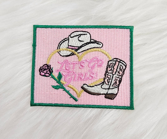 'Lets Go Girls' Western Embroidery Iron On Patch