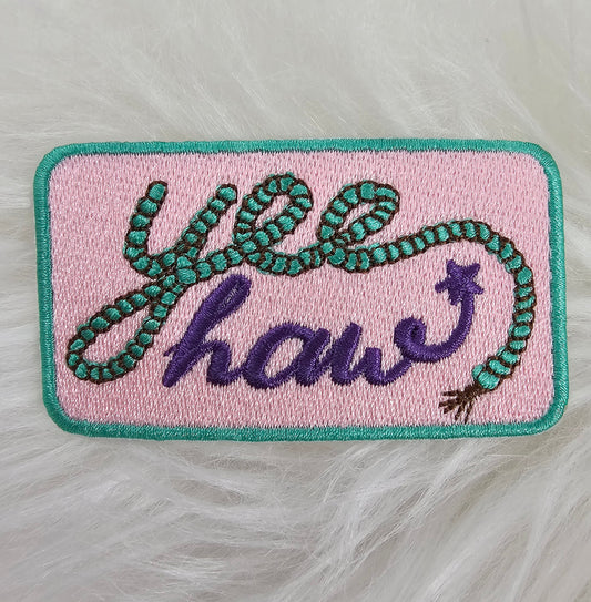 'Yeehaw' Turquoise Rope Western Embroidery Iron On Patch