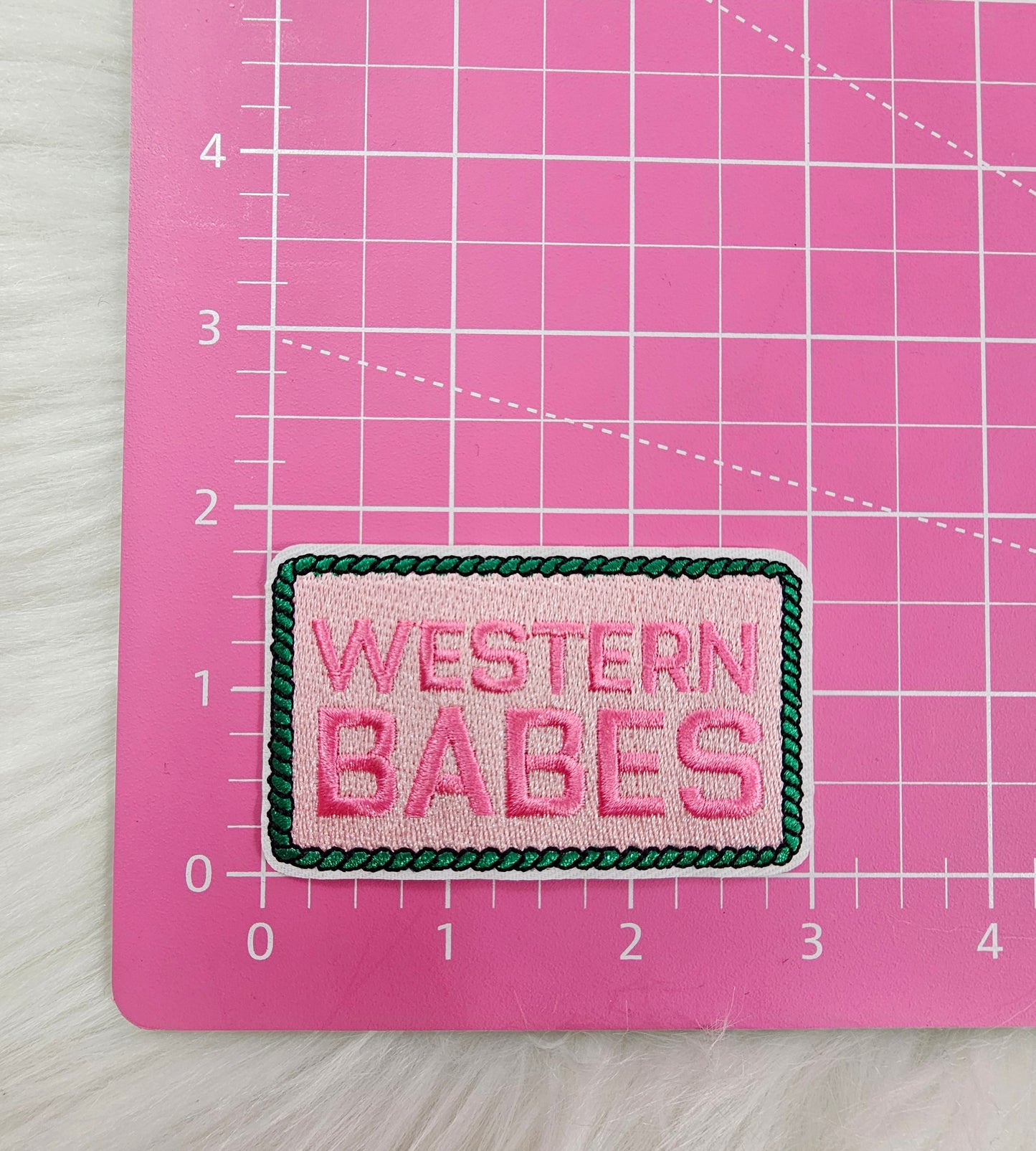 'Western Babes' Rope Pink and Green Embroidery Iron On Patch