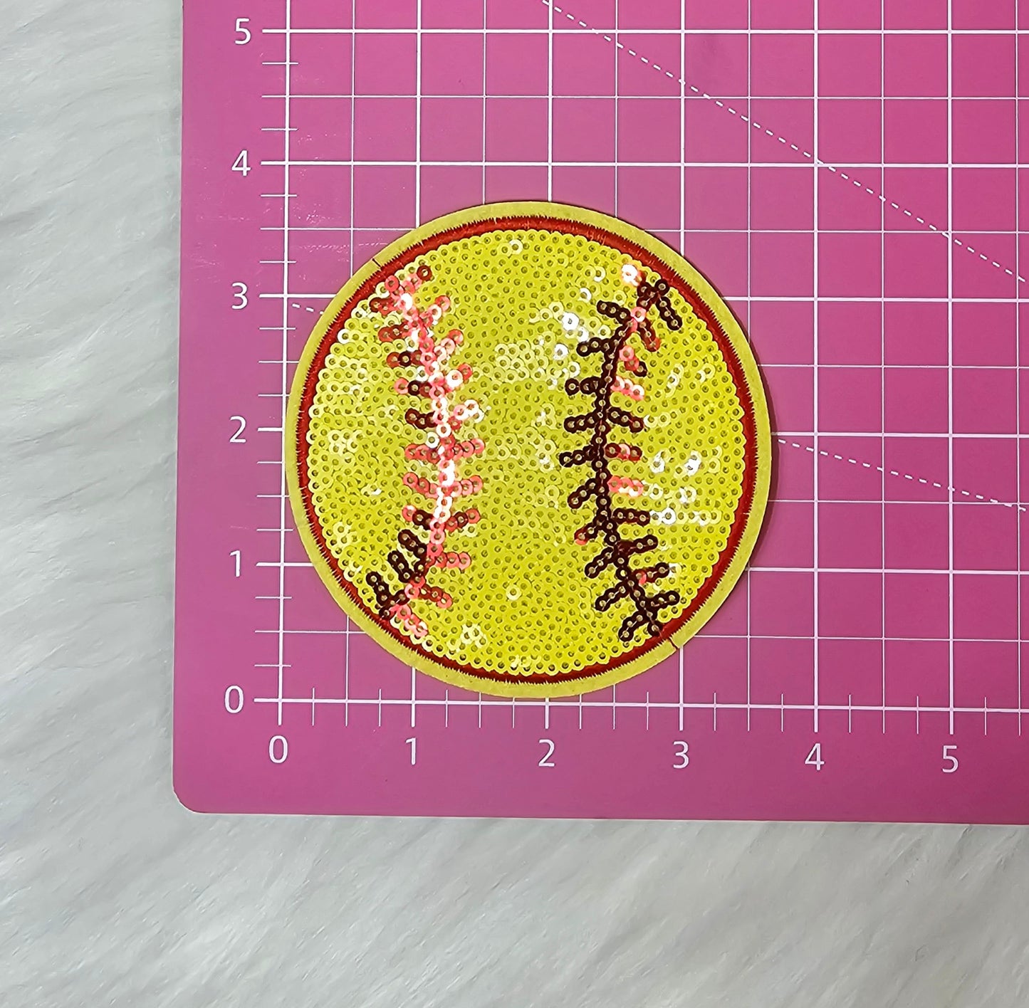 Small Sequin Softball Iron On Patch