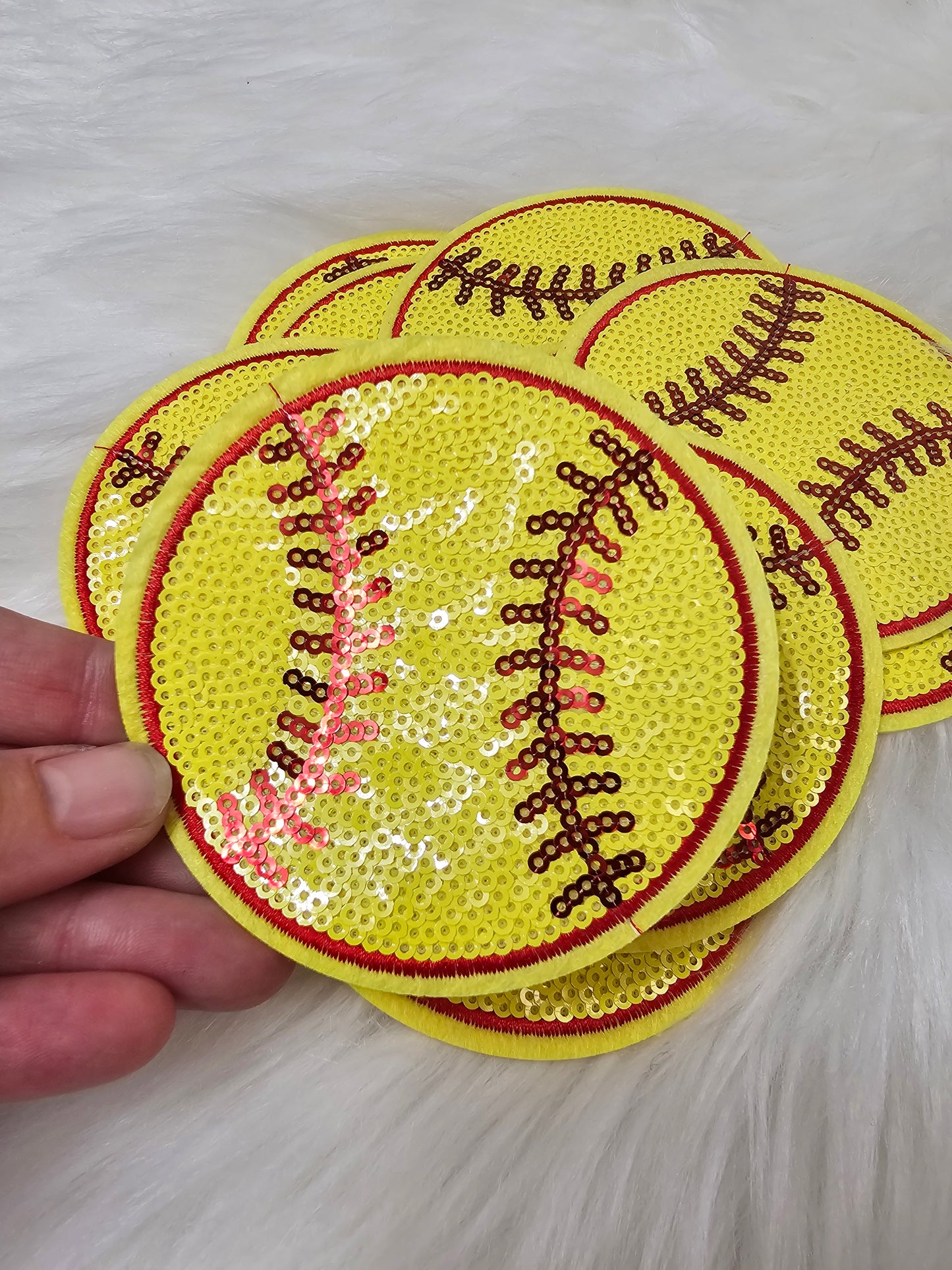Small Sequin Softball Iron On Patch