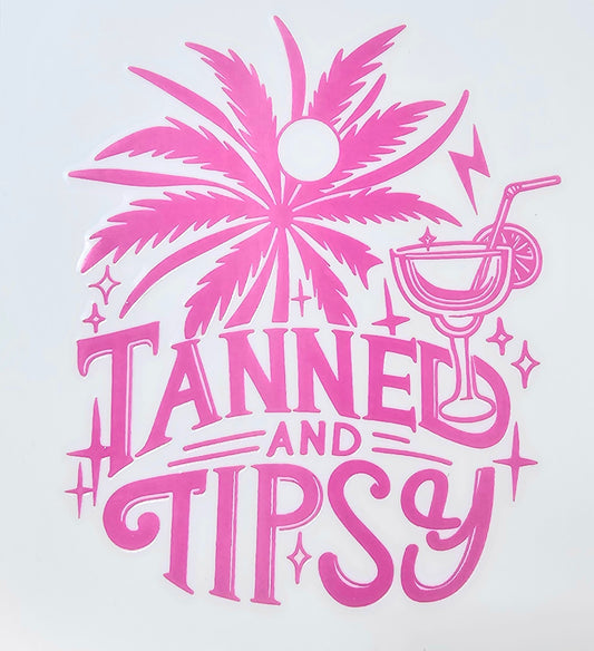 Pink 'Tanned And Tipsy' Palmtree Margarita UV Transfer