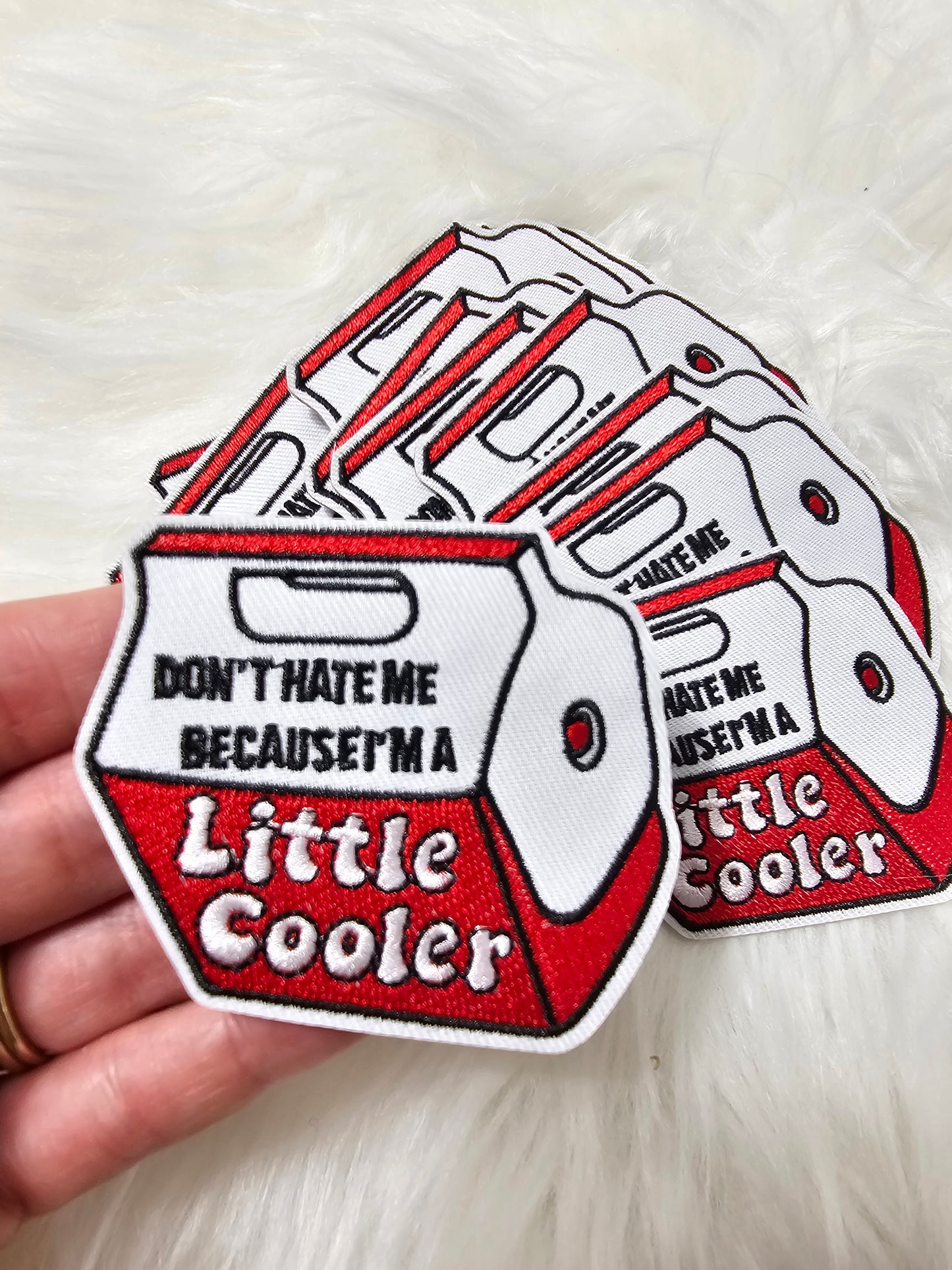 'Don't Hate Me Because I'm A Little Cooler' Woven Embroidery Iron On Patch