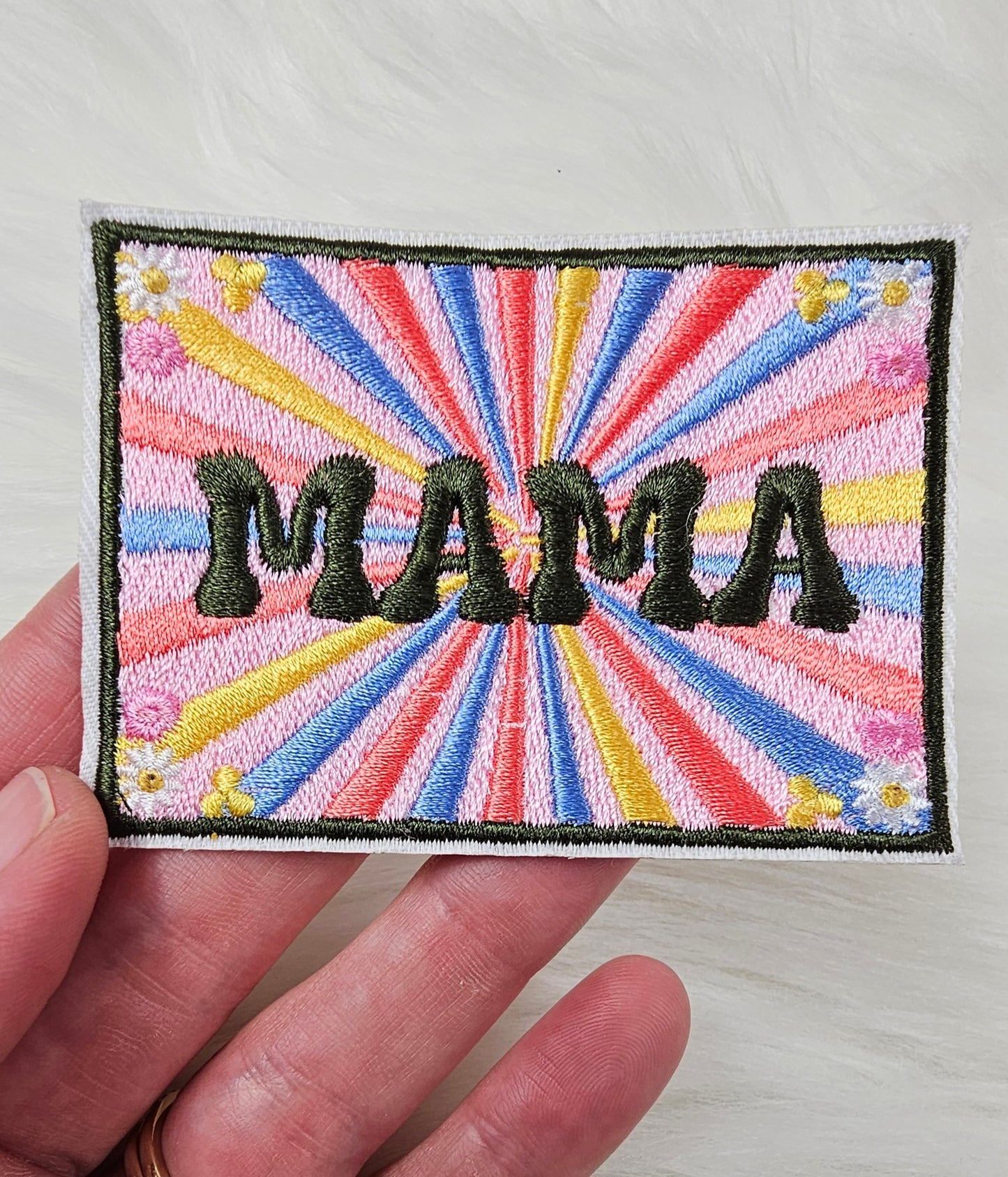 Retro Mama Floral Patch, Mama's Bestie Patch, Mommy and Me Embroidery On Patches