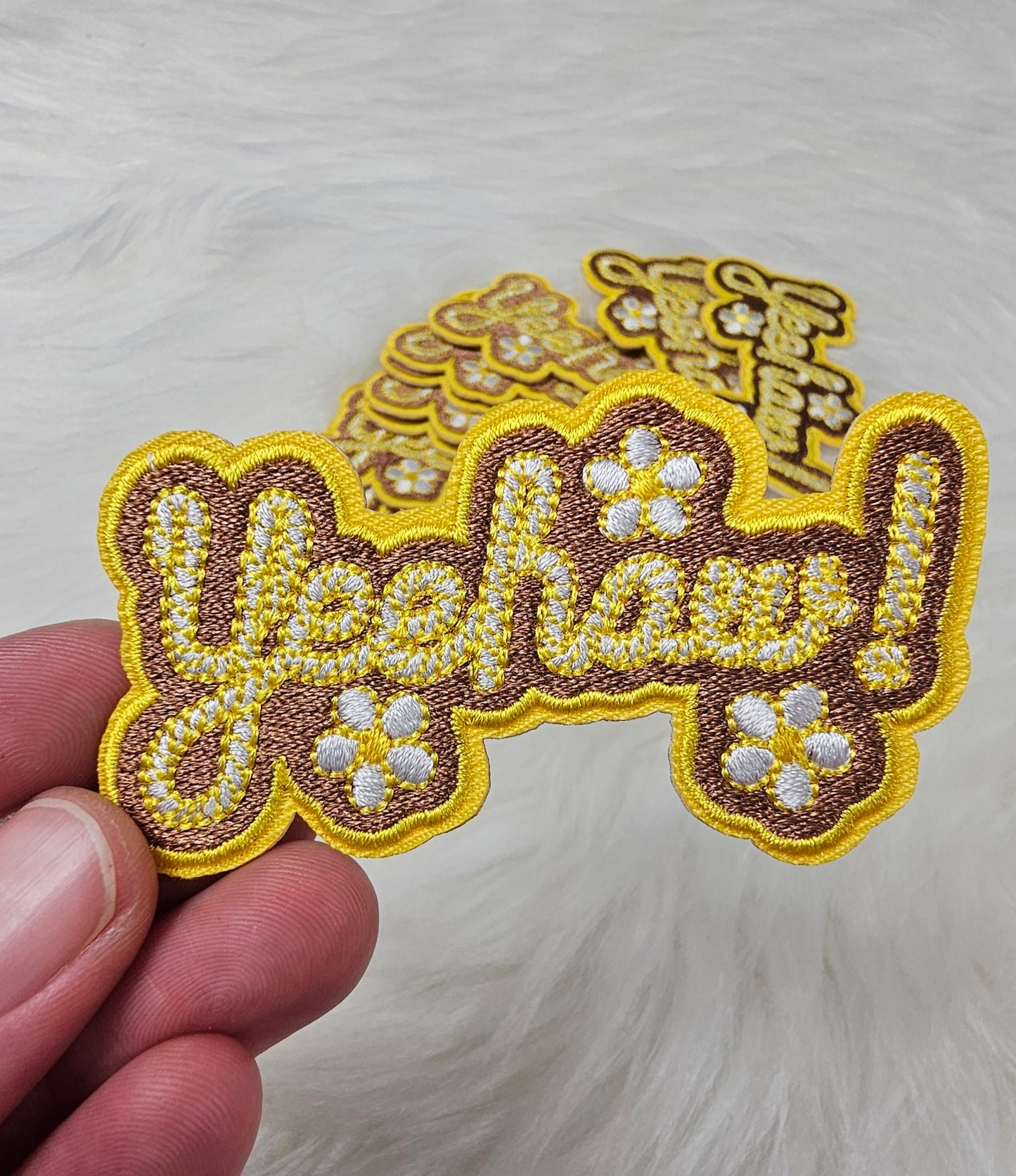 'Yeehaw!' Floral Embroidery Iron On Patch