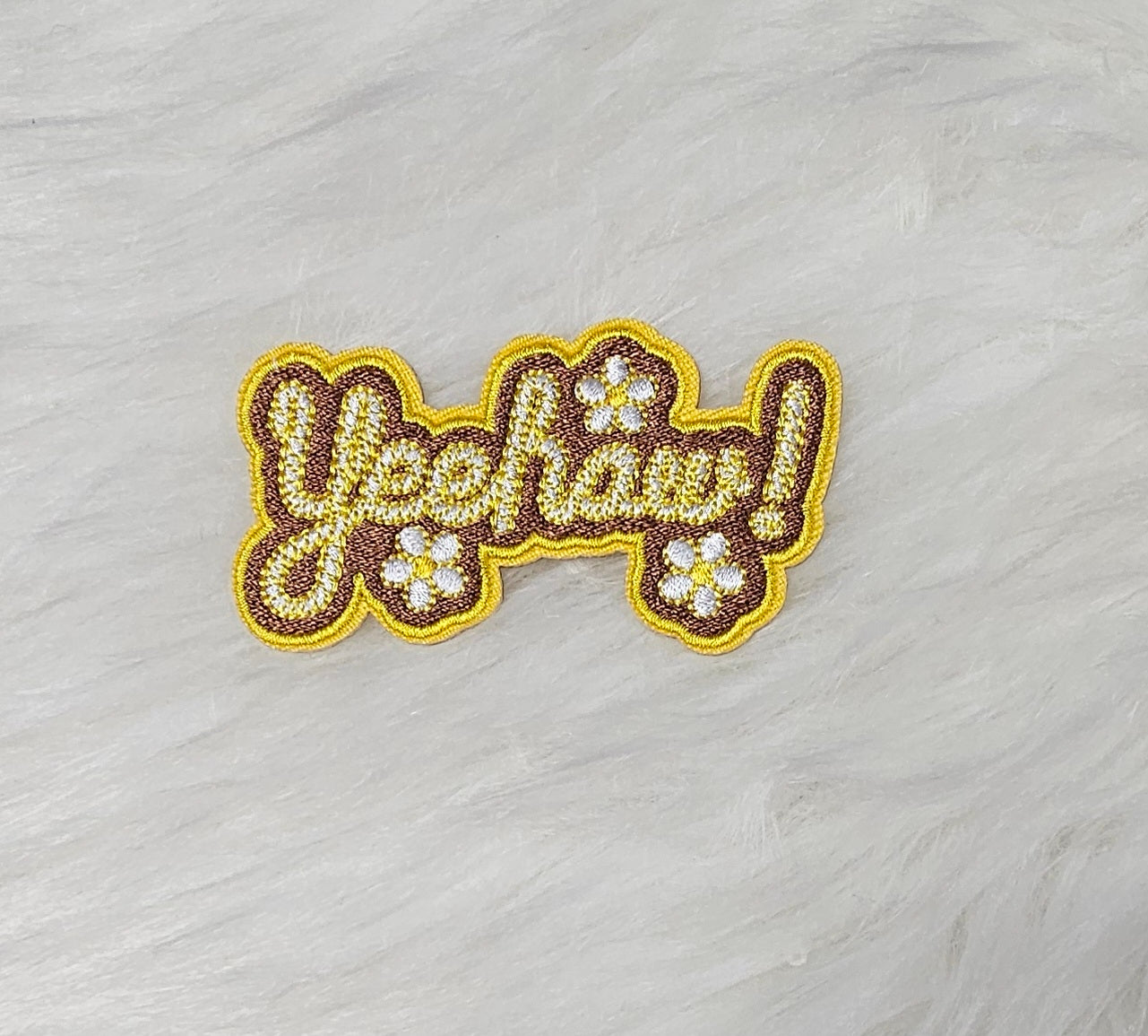 'Yeehaw!' Floral Embroidery Iron On Patch