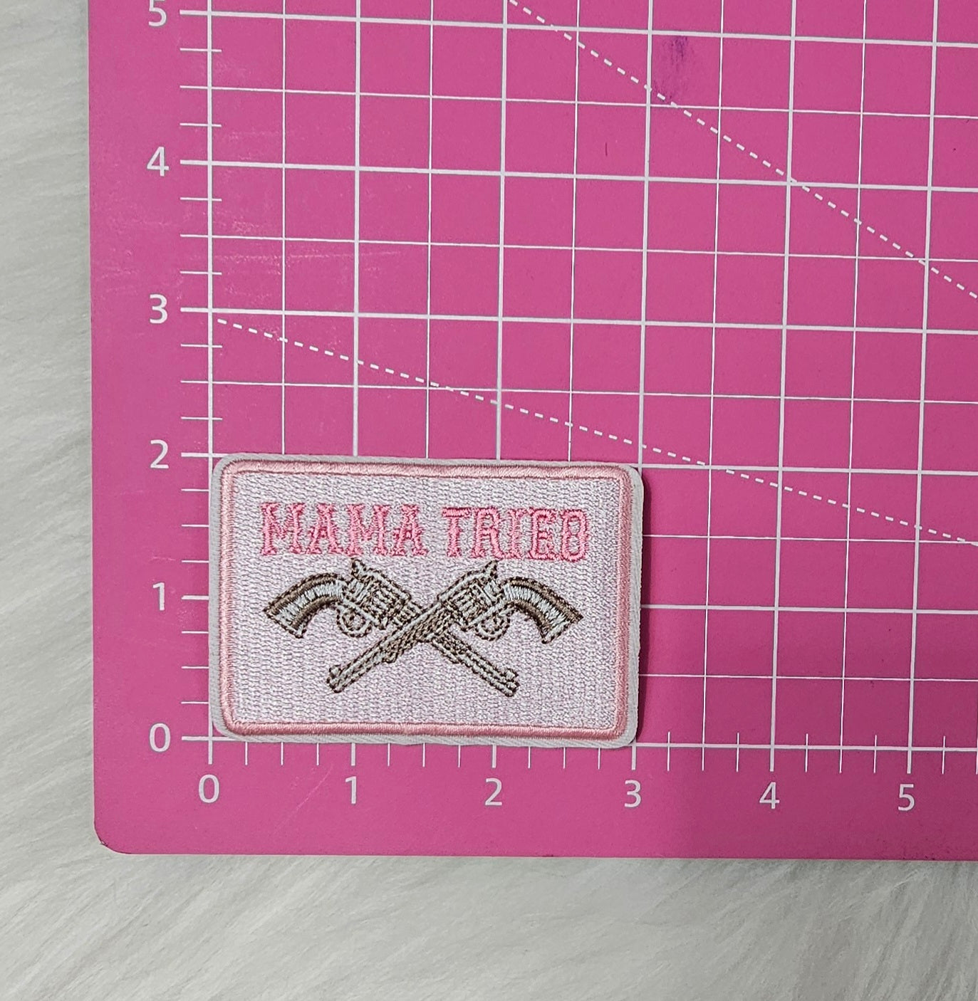 Pink Mama Tried Gun Embroidery Iron On Patch