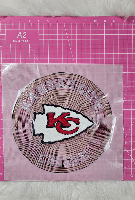 KC Kansas HOTFIX and Chenille Iron On Transfer Crystal Rhinestones