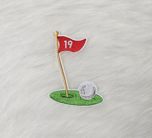 19th Hole Golf Flag Embroidery Iron On Patch