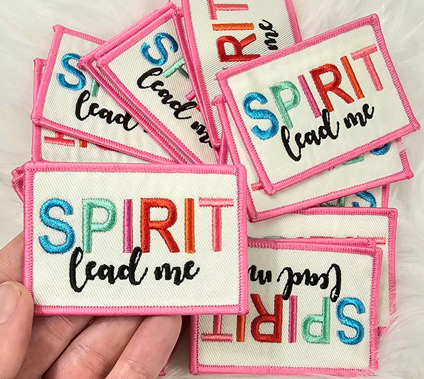 'Spirit Lead Me' Colorful Christian Woven Embroidery Iron On Patch