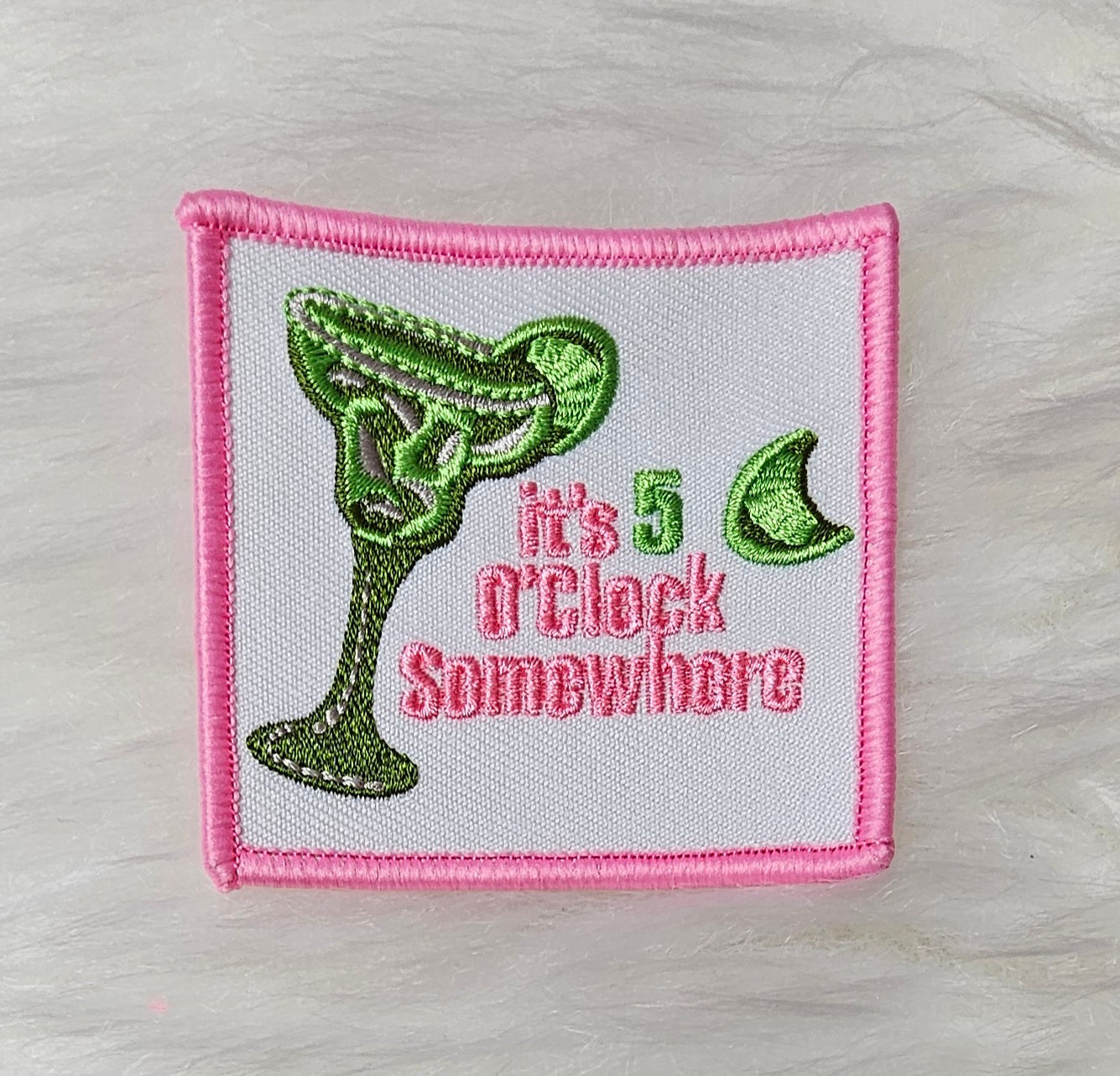 'It's 5 O'Clock Somewhere' Martini Embroidery Iron On Patch