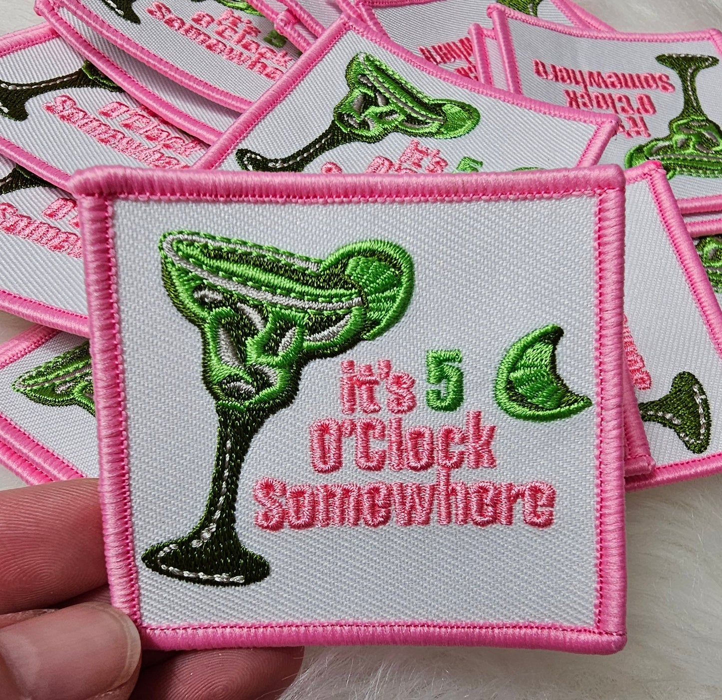 'It's 5 O'Clock Somewhere' Martini Embroidery Iron On Patch