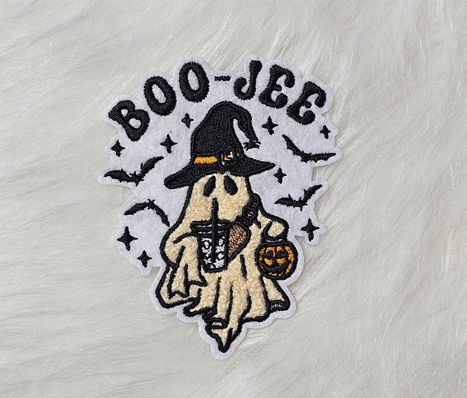 Boo-Jee Ghost Embroidery Iron On Patch – Scratch Decor