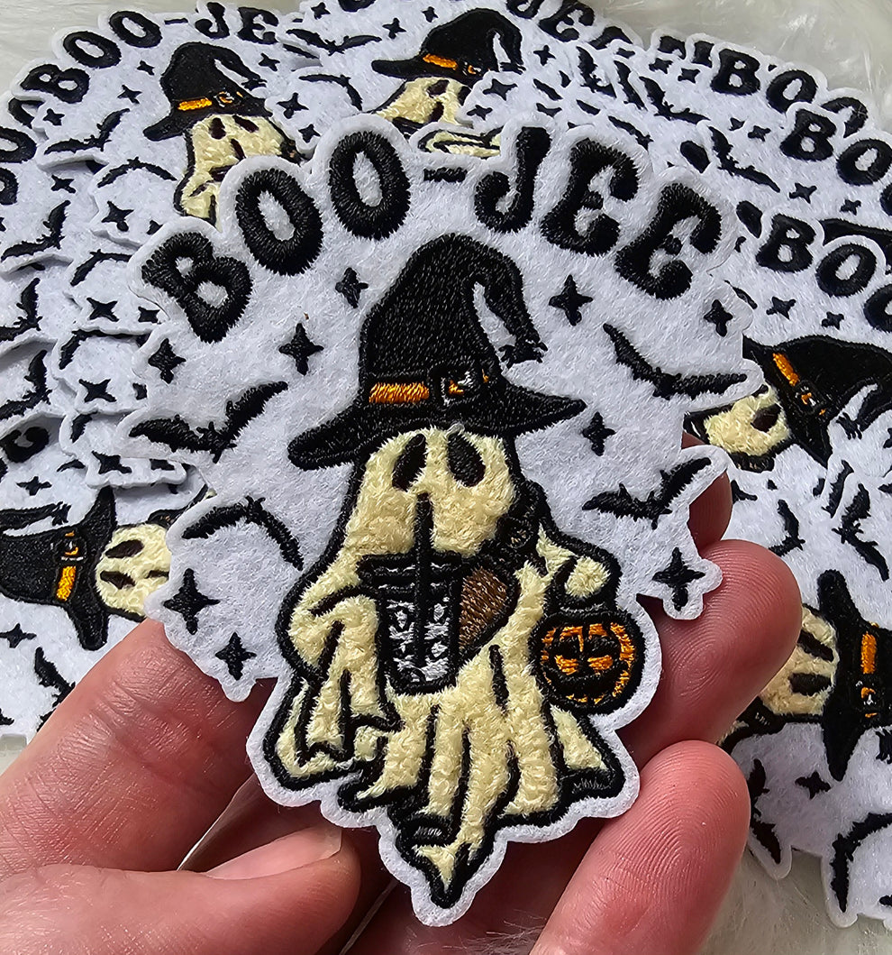 Boo-Jee Ghost Embroidery Iron On Patch – Scratch Decor