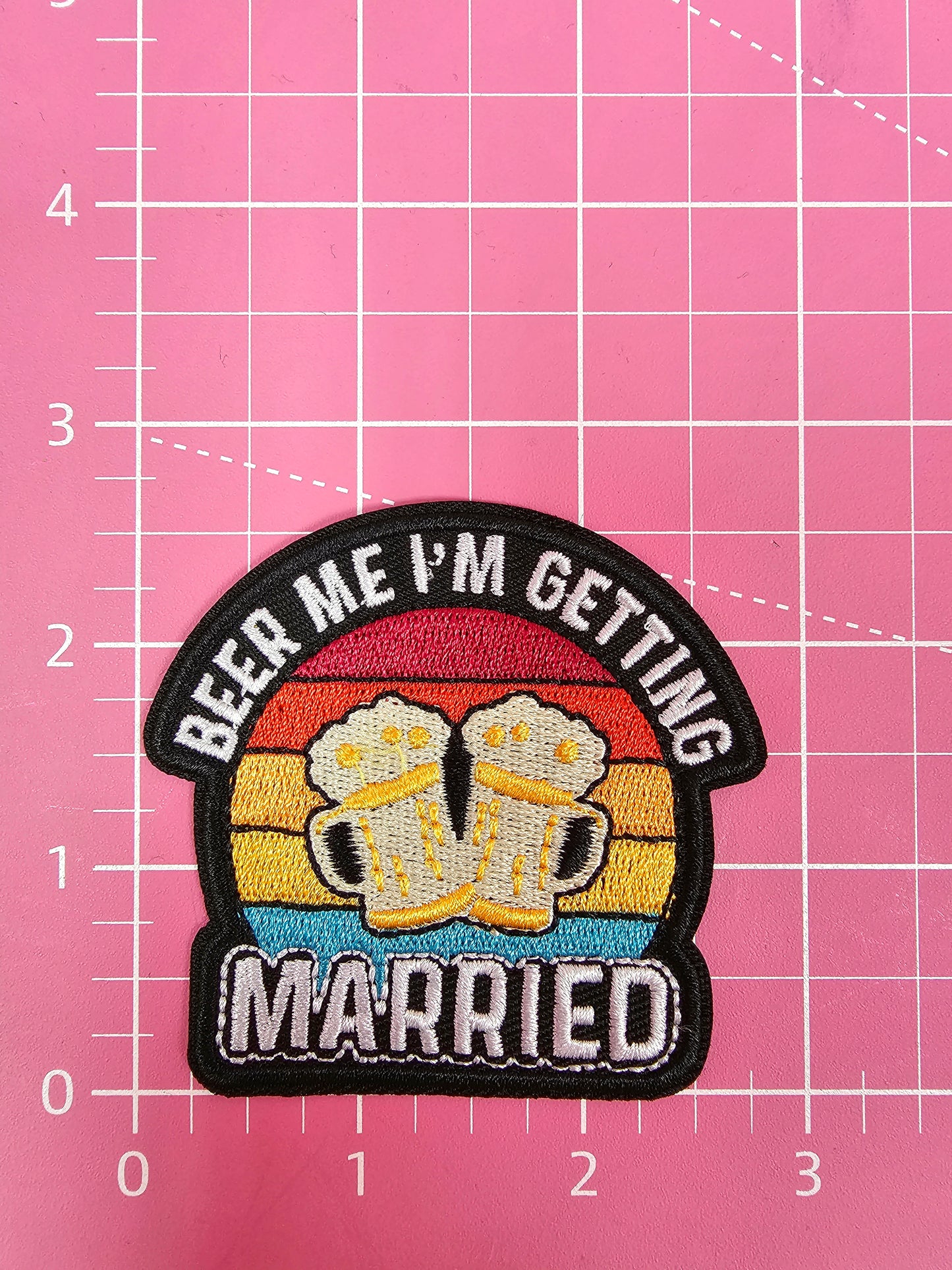 'Beer Me I'm Getting Married' Cheers Mugs Embroidery Iron On Patch