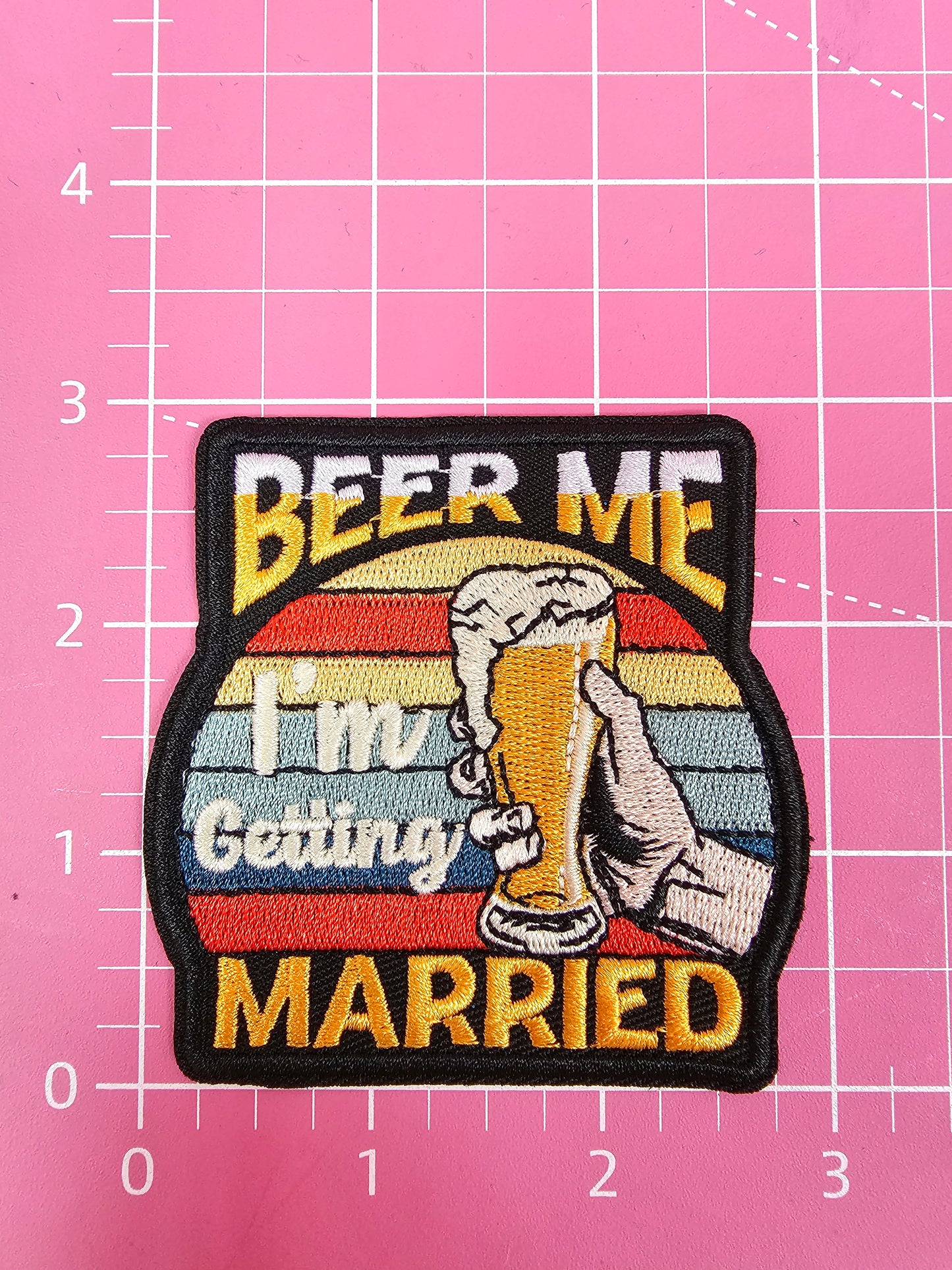 'Beer Me I'm Getting Married' Single Glass Embroidery Iron On Patch