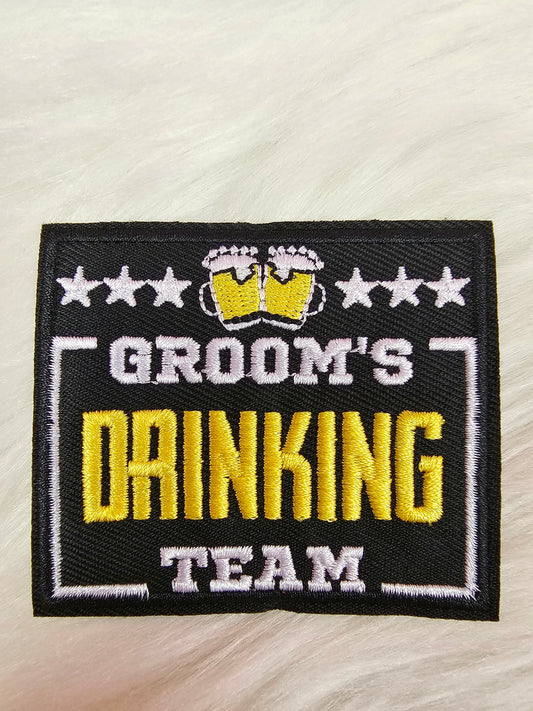 'Groom's Drinking Team' Embroidery Iron On Patch