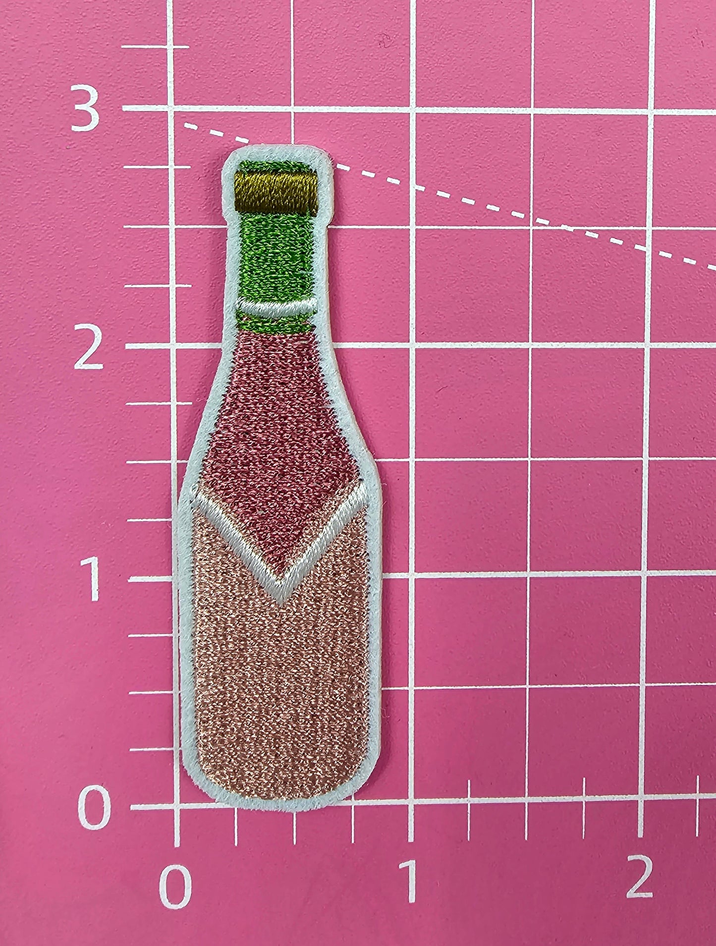 Champagne Bottle Toast Cheers Pink Embroidery Iron On Patch