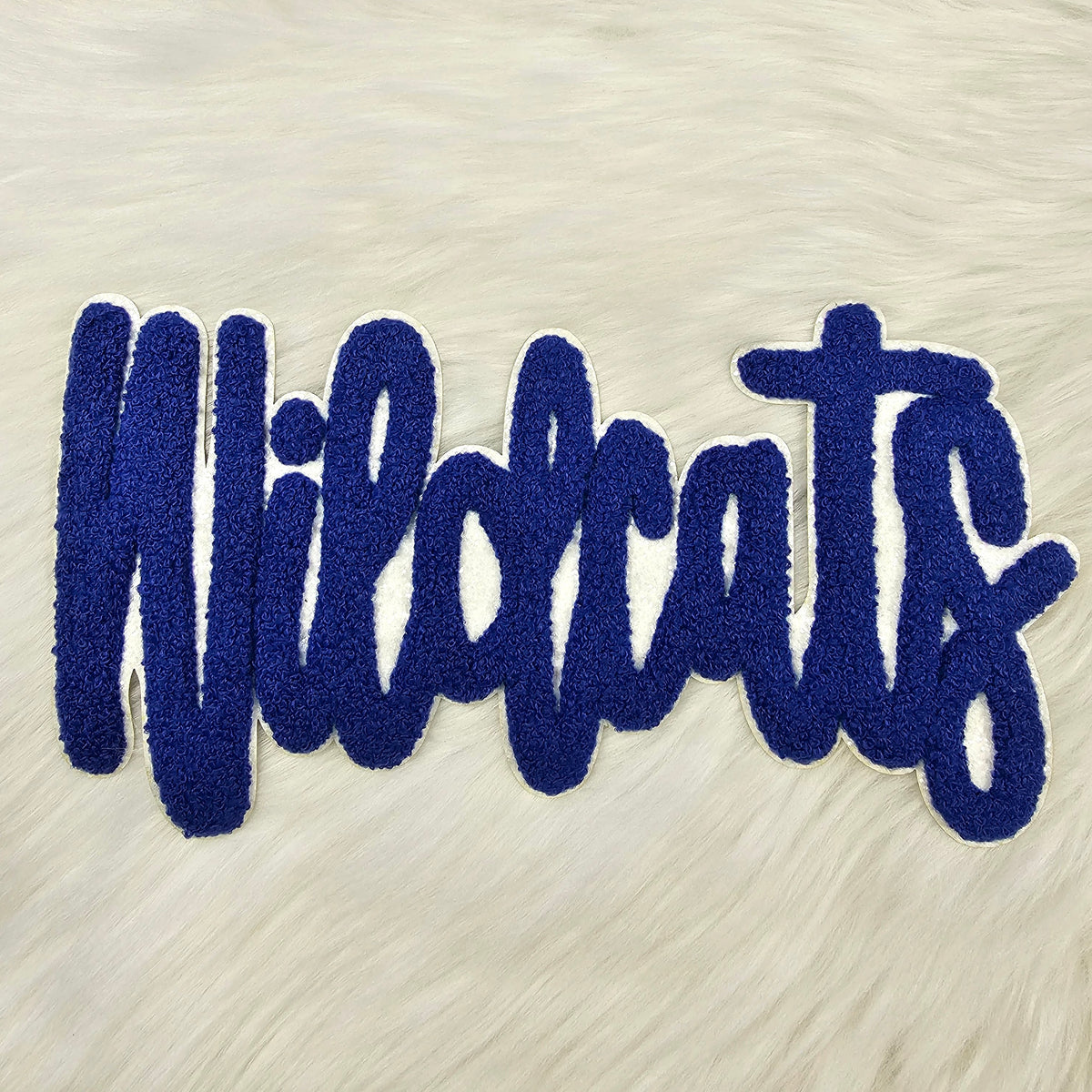 Large Wildcats Cursive Chenille on White Glitter Iron On Patch ...