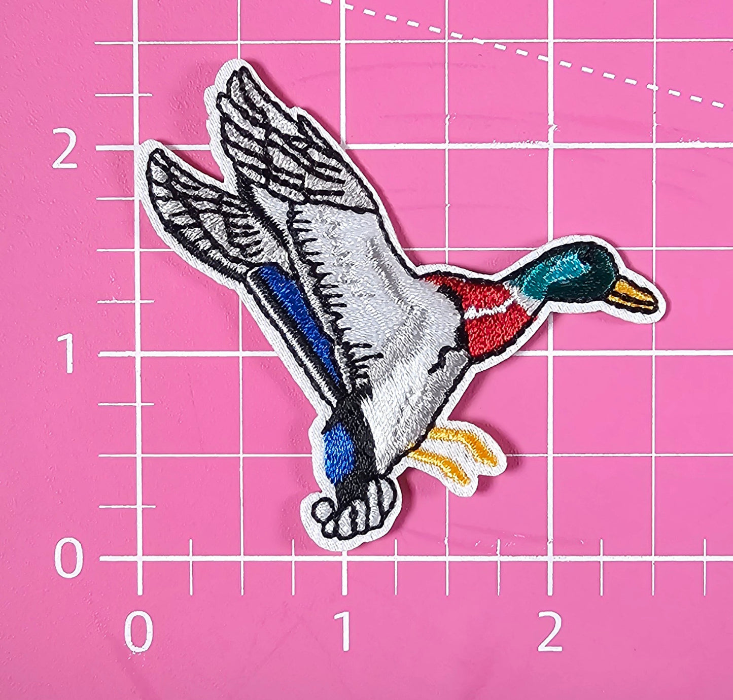 Duck Landing Grey Embroidery Iron On Patch