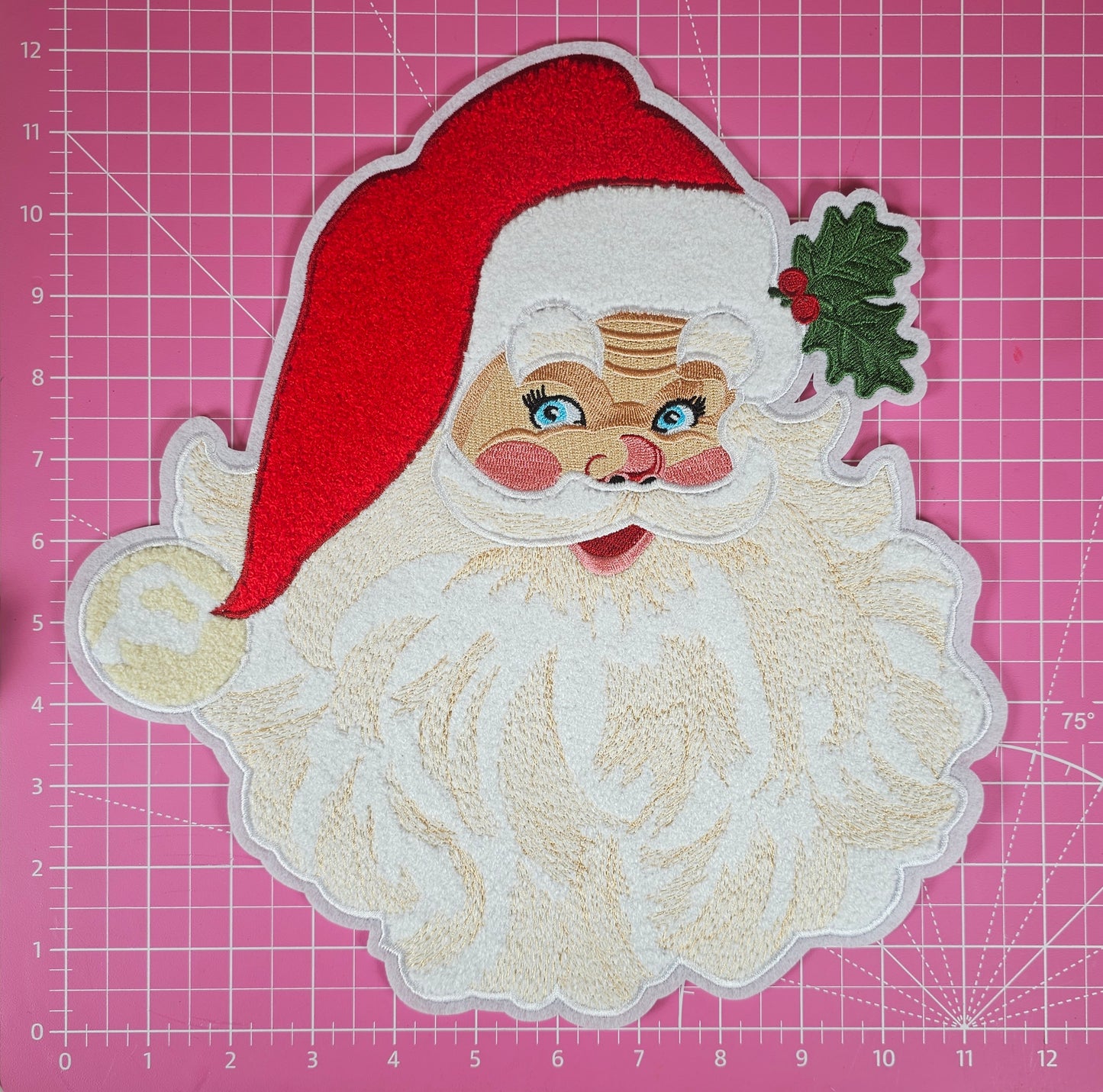 Original Beard Retro Vintage Christmas Santa Chenille Iron-on Patch