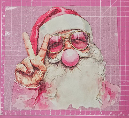 Santa Bubble Sunglasses Christmas Glitter DTF Iron On Transfers