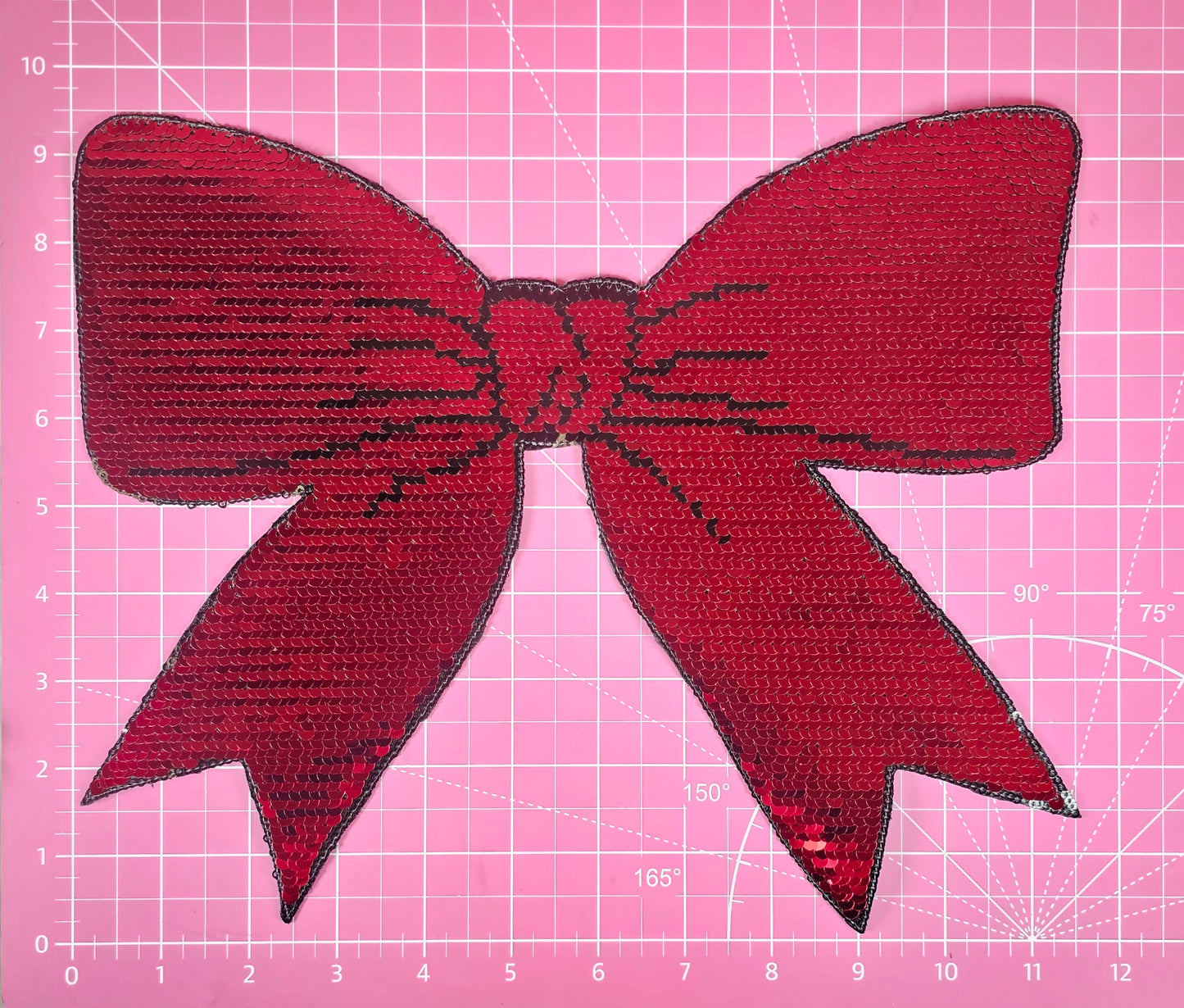 Flip Bow Pink to Gold Sequin Large Iron On Patch