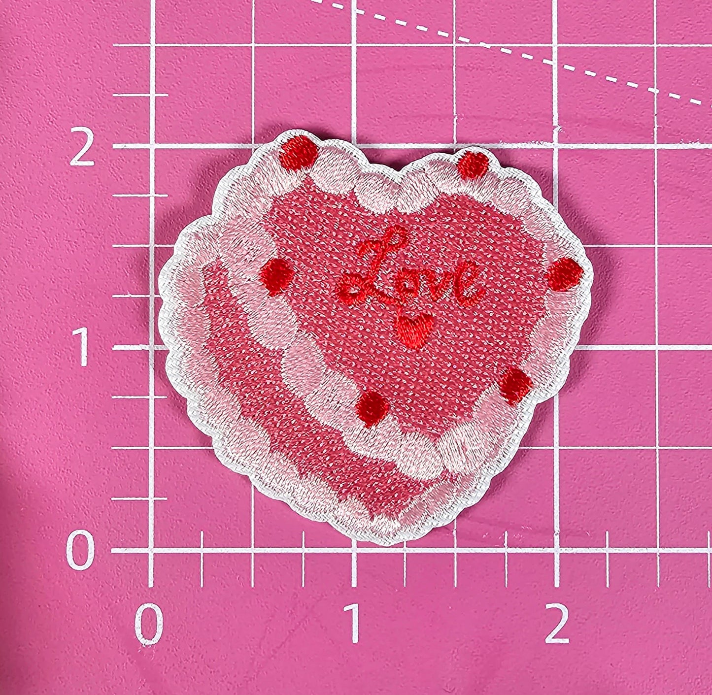 Love Cake Pink Embroidery Iron On Patch