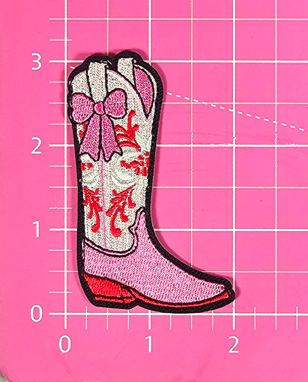 Cowgirl Boot with Bow Embroidery Iron On Patch