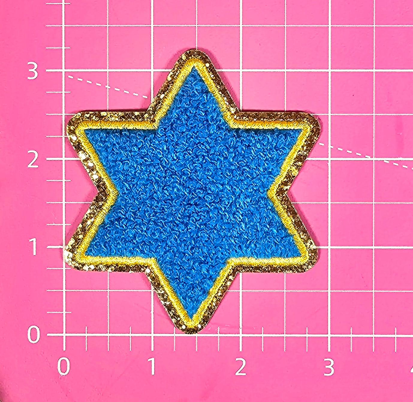 Jewish Star Hanukkah Chenille Glitter Iron-on Patch