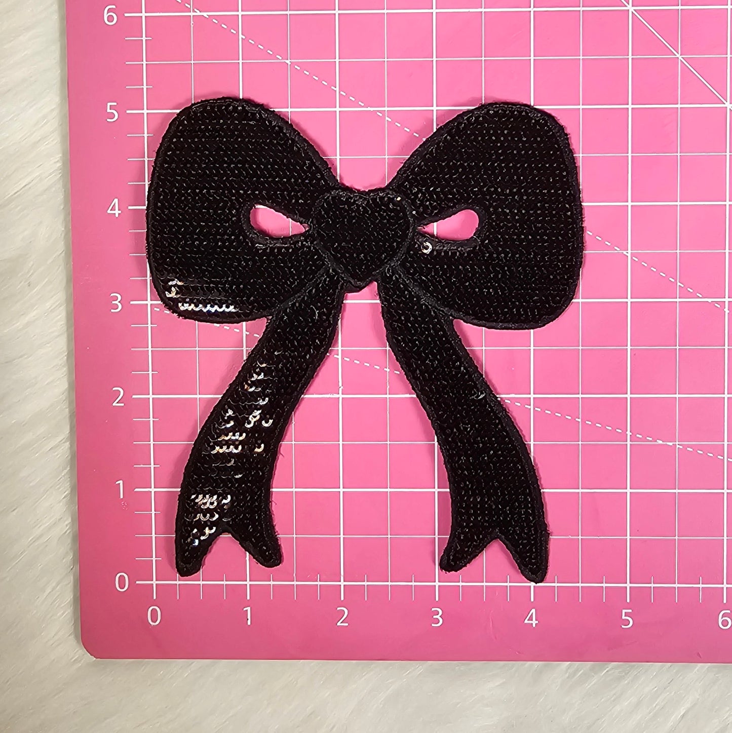 Side Bow Black Sequin Iron On Patch