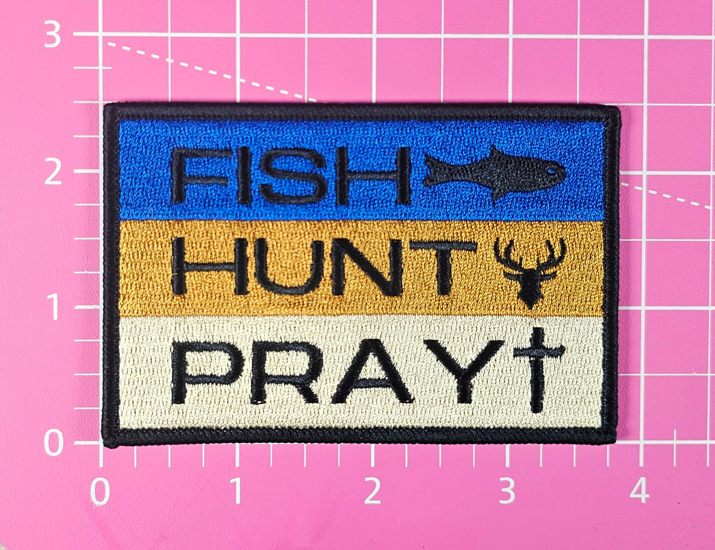 Fish Hunt Pray Embroidery Iron On Patch