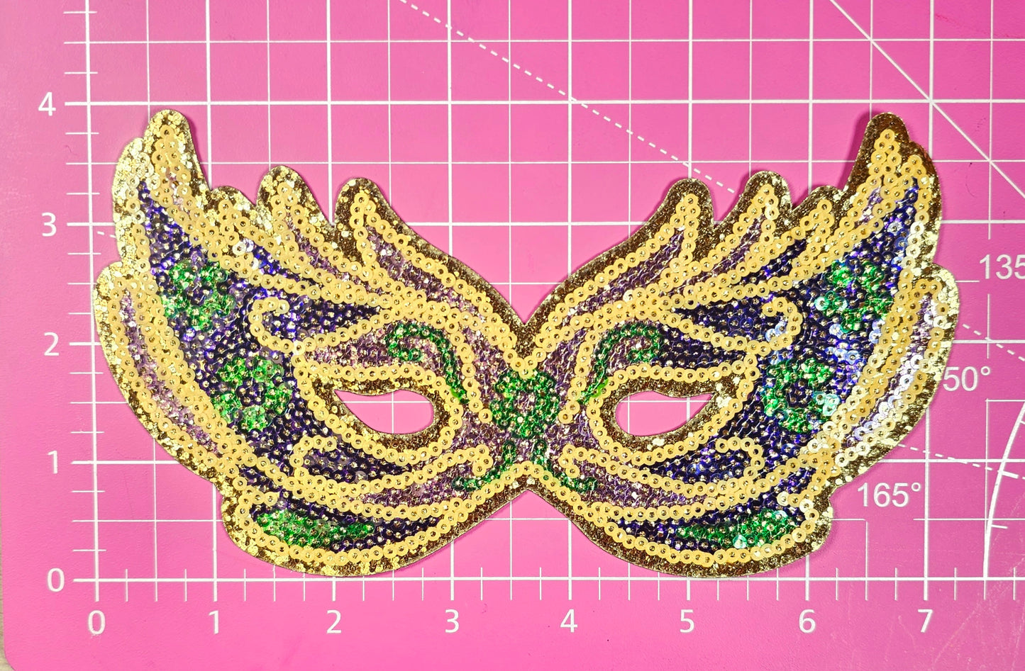 Mardi Gras Mask Sequin Gold Glitter Iron On Patch