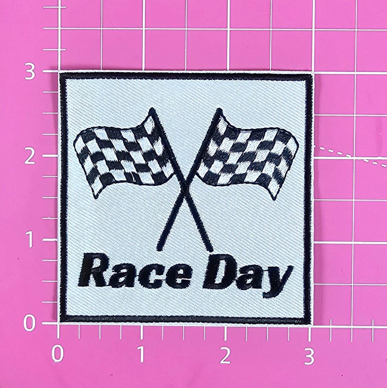 Race Day Checker Flag Embroidery Iron On Patch