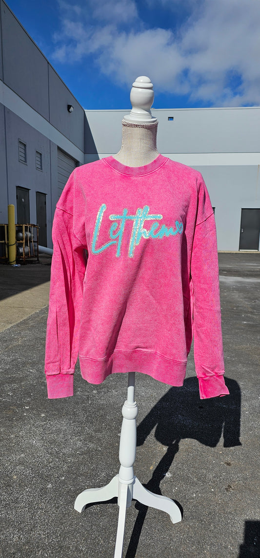 Let Them Sequin Patch Crewneck by Pretty Preppy Co.