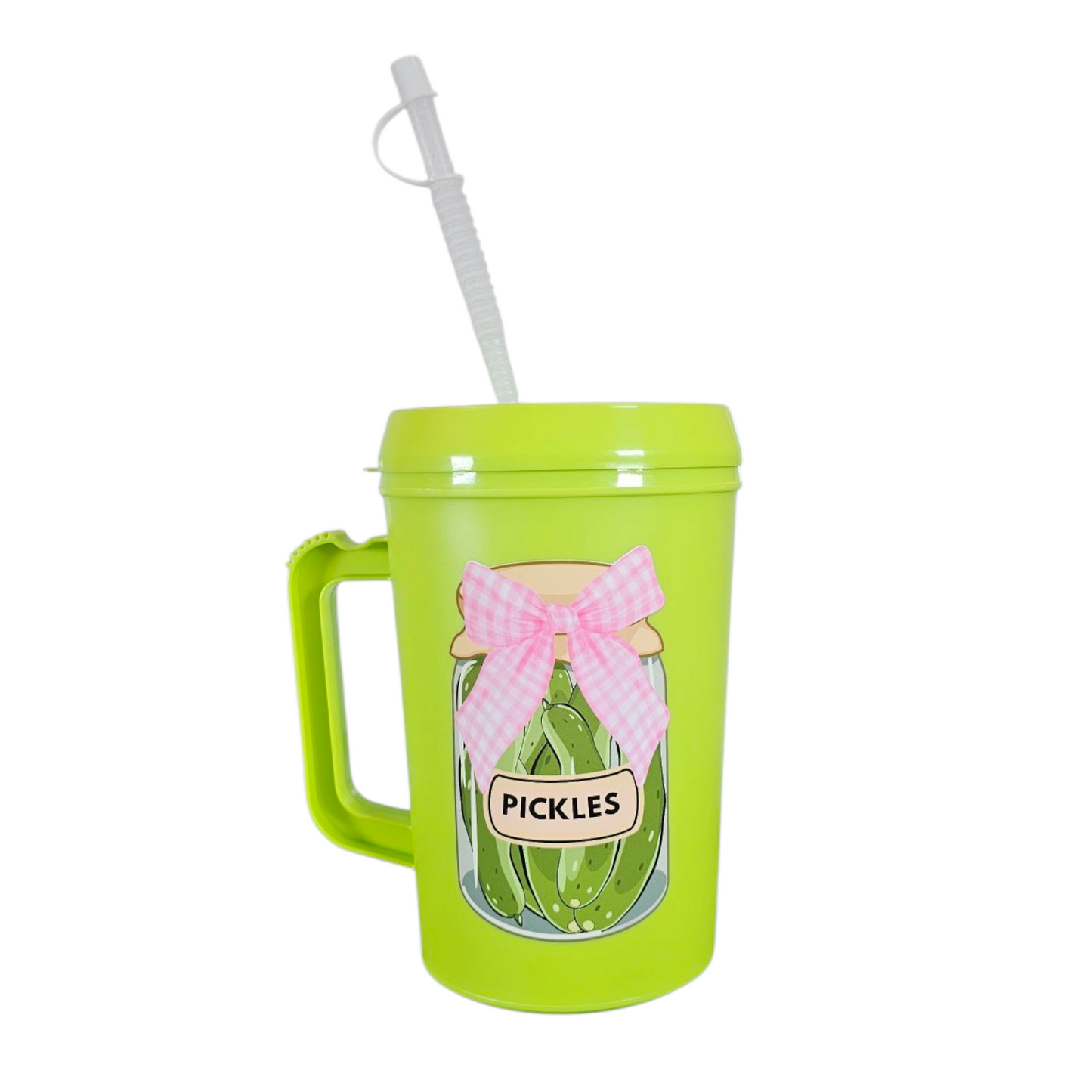 Pickle Jar Pink Bow HIP SIPS Mega Trucker Mug 34oz