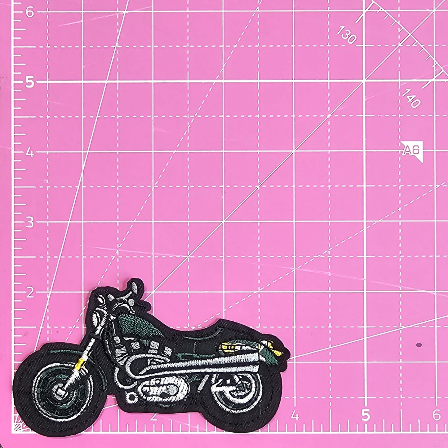 Motorcycle Green Embroidery On Patch