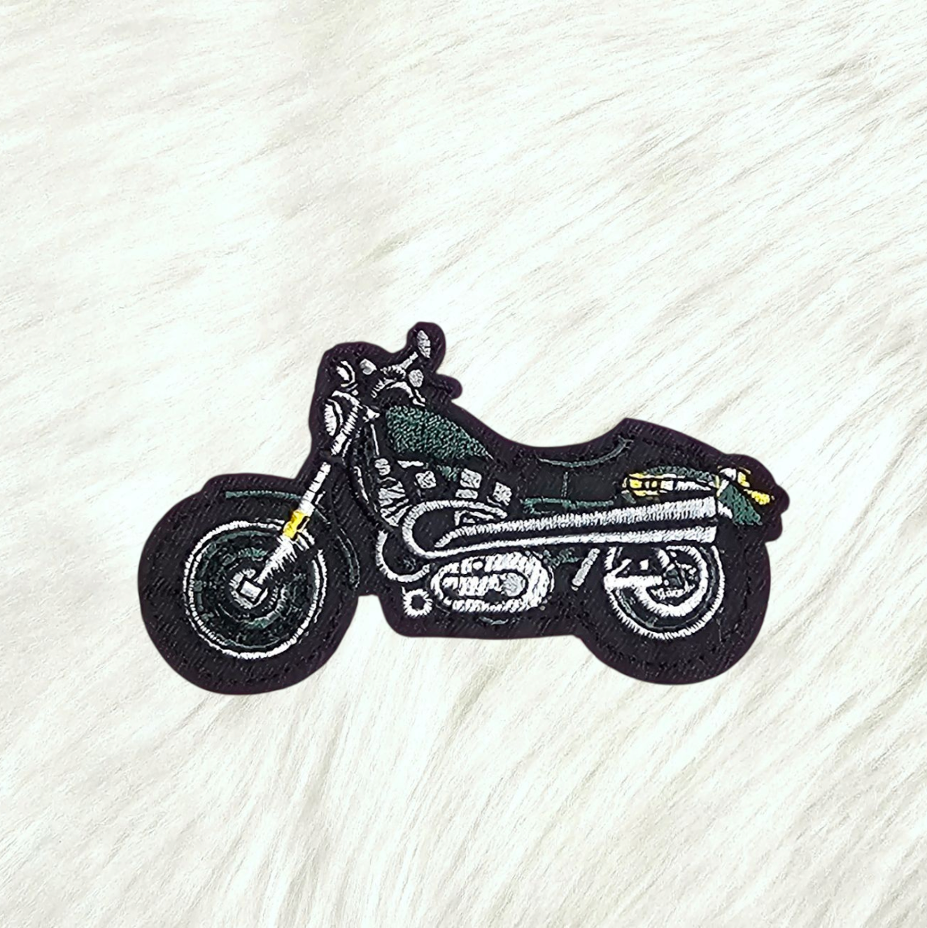 Motorcycle Green Embroidery On Patch